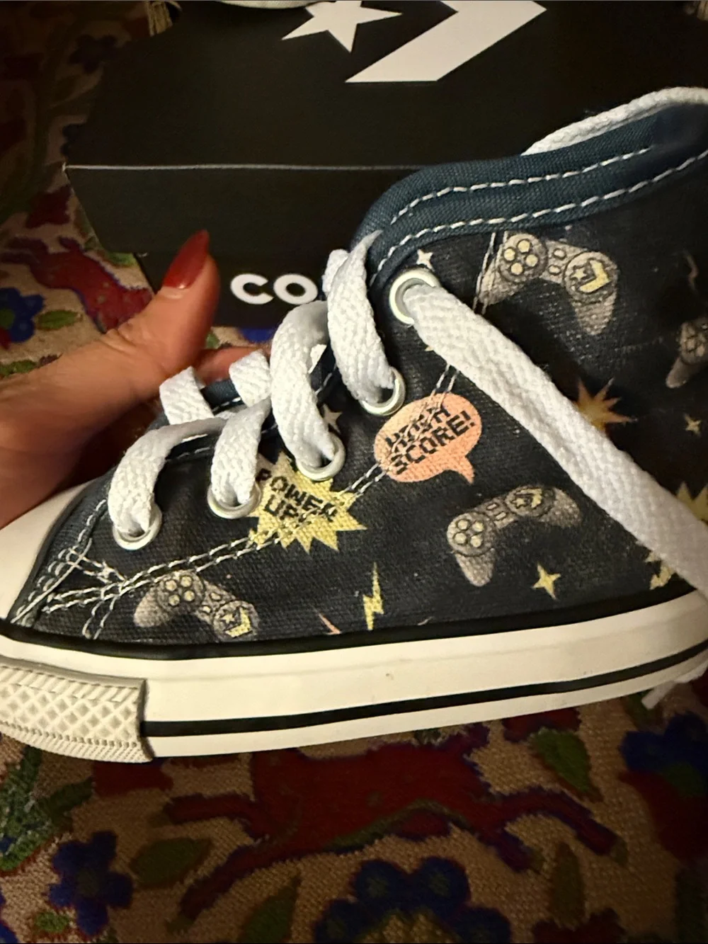 Converse Infant Navy High-Top Sneakers with Gaming Print